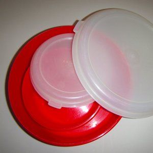 Red & Clear Nesting Plastic Storage Food Containers 2cups (0,50L), 6cups (1,50L)